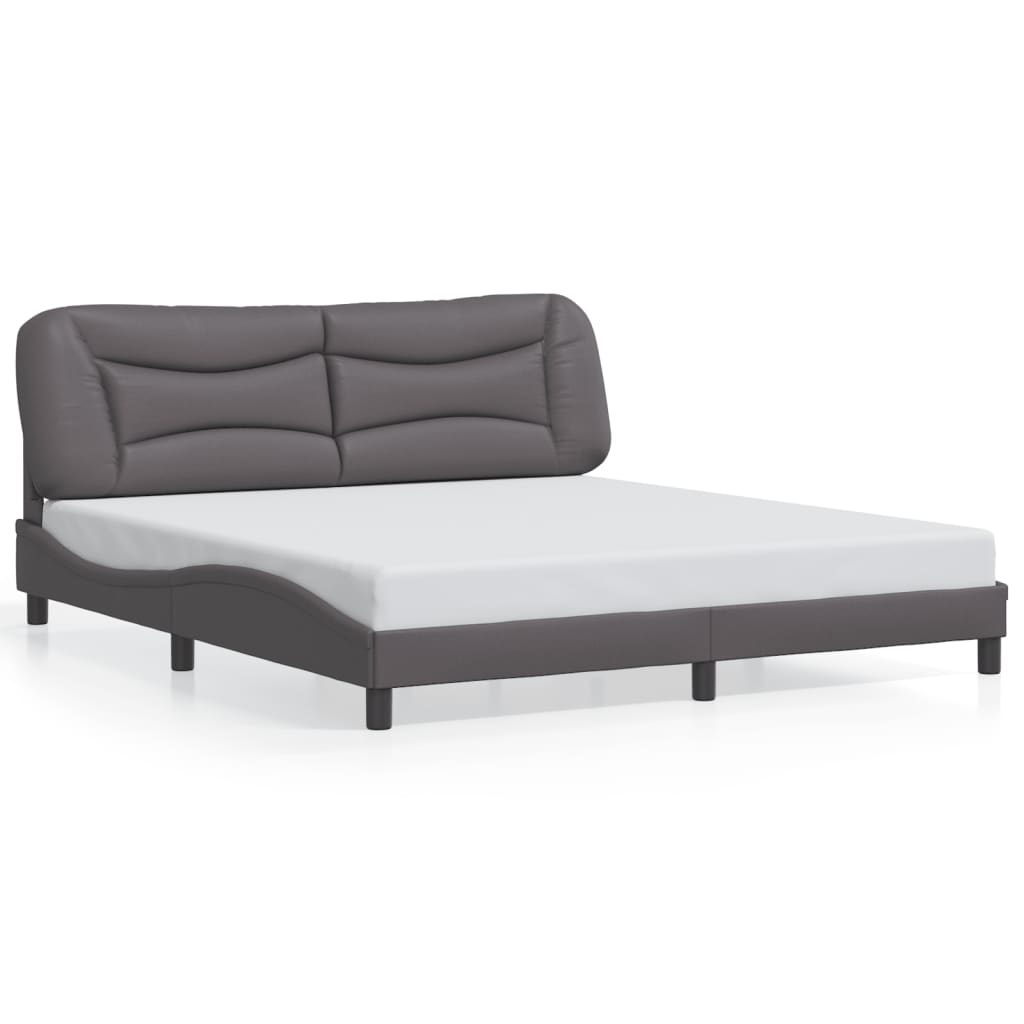 Bed Frame with LED without Mattress "Hvar" Grey 180x200 cm