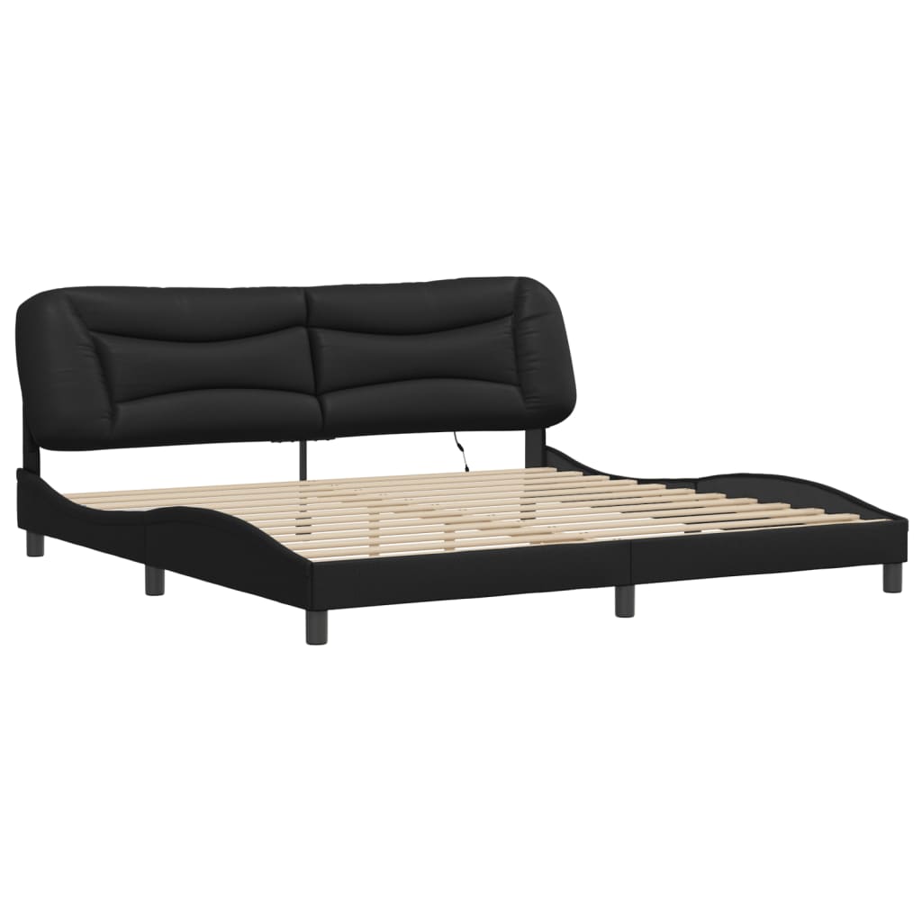 Bed Frame with LED without Mattress "Hvar" Black 200x200 cm