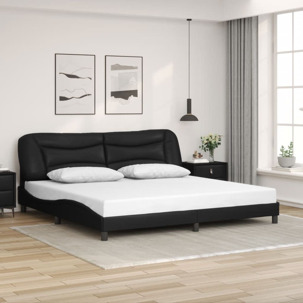 Bed Frame with LED without Mattress "Hvar" Black 200x200 cm