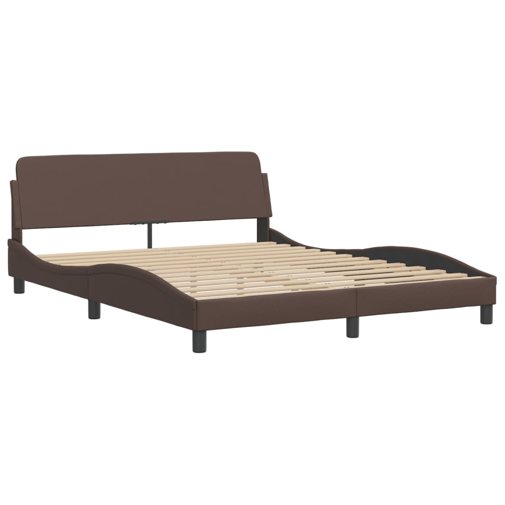 Bed Frame with LED without Mattress "Zadar" Brown 160x200 cm