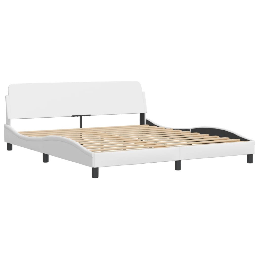 Bed Frame with LED without Mattress "Zadar" White 180x200 cm