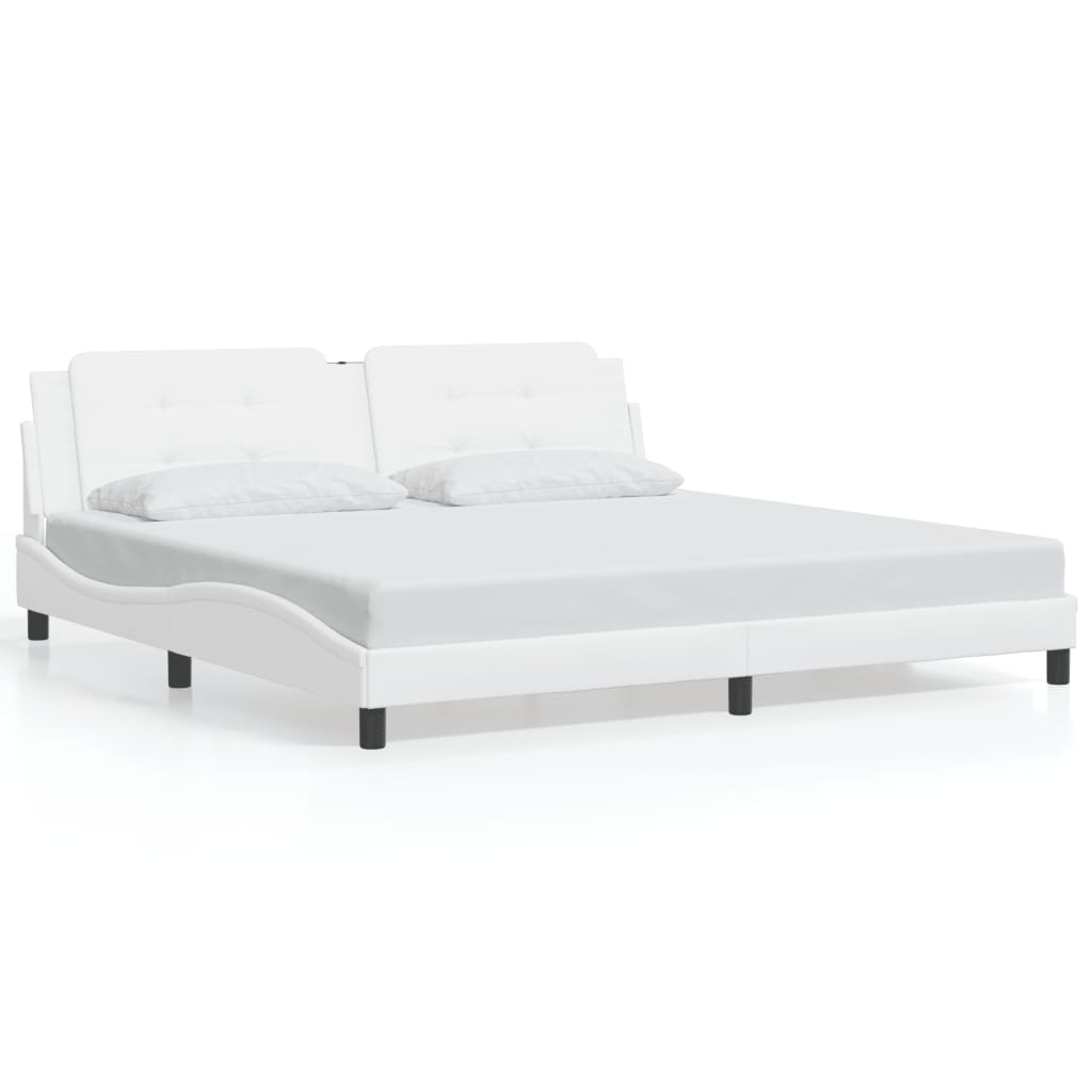 Bed Frame with LED without Mattress "Zadar" White 200x200 cm