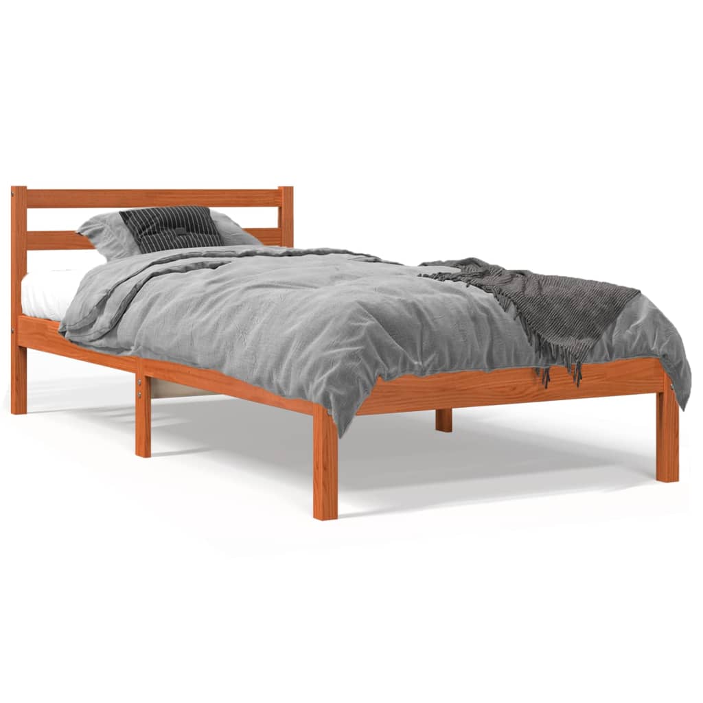 Bed Frame without Mattress Wax Brown 75x190 cm Small Single Solid Wood Pine