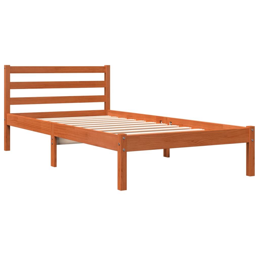 Bed Frame without Mattress Wax Brown 75x190 cm Small Single Solid Wood Pine