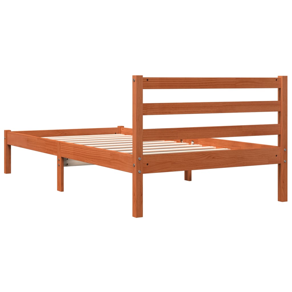 Bed Frame without Mattress Wax Brown 75x190 cm Small Single Solid Wood Pine