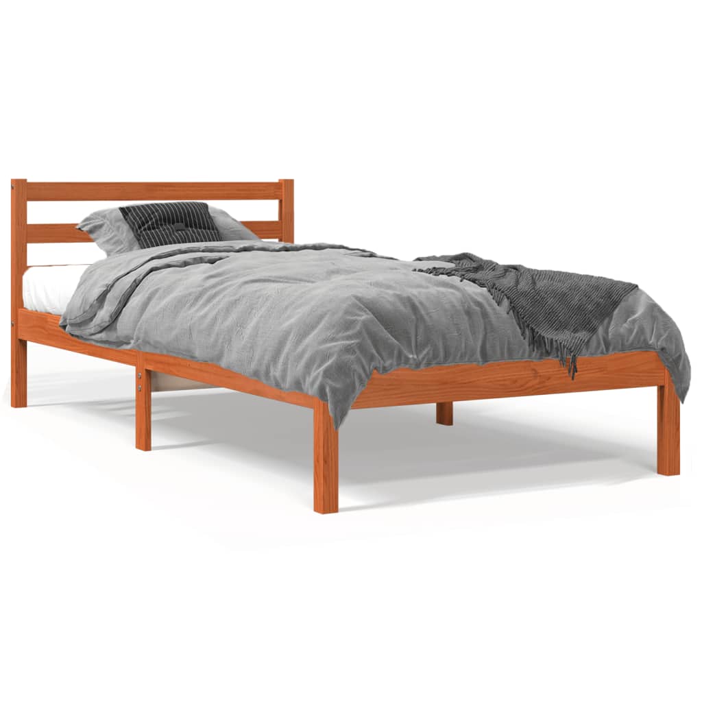 Bed Frame without Mattress Wax Brown 90x190 cm Single Solid Wood Pine