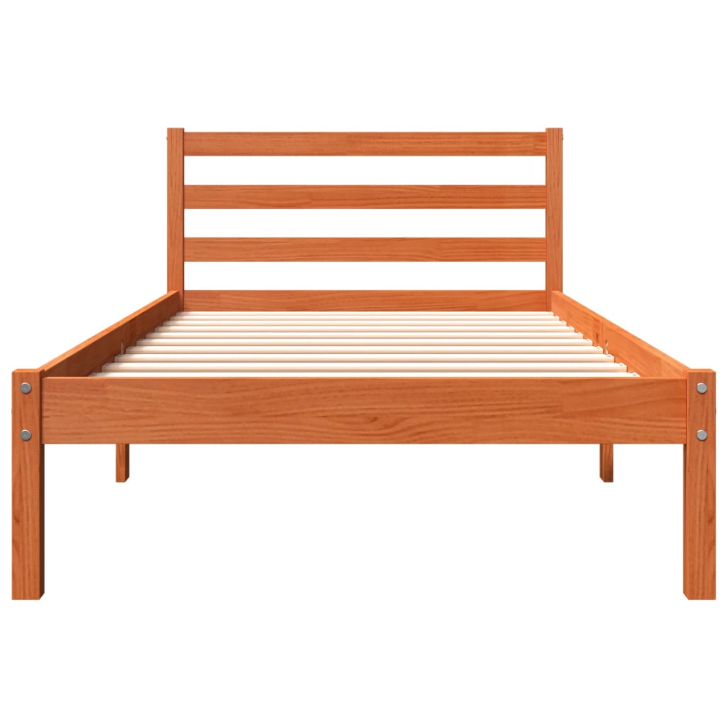 Bed Frame without Mattress Wax Brown 90x190 cm Single Solid Wood Pine