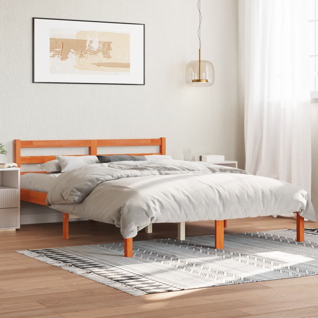 Bed Frame without Mattress Wax Brown 120x190 cm Small Double Solid Wood Pine