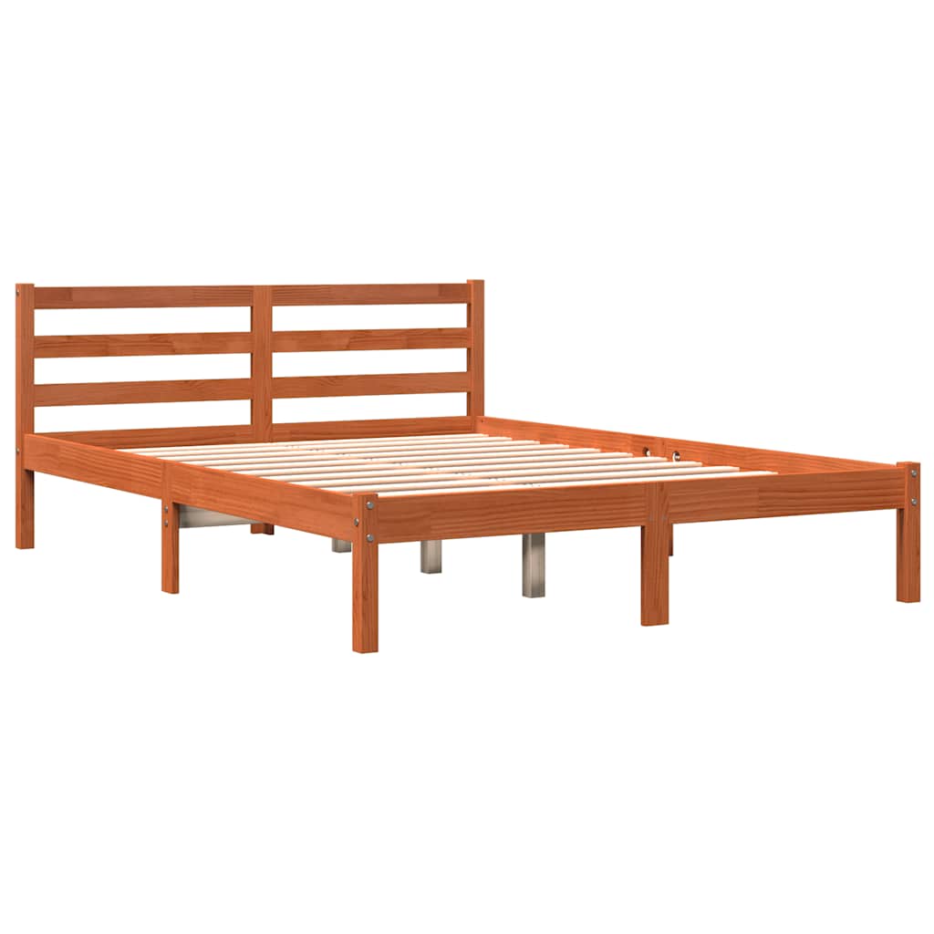 Bed Frame without Mattress Wax Brown 140x190 cm Solid Wood Pine