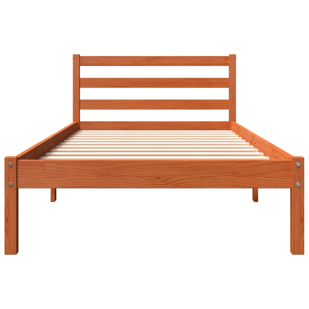 Bed Frame without Mattress Wax Brown 90x200 cm Solid Wood Pine