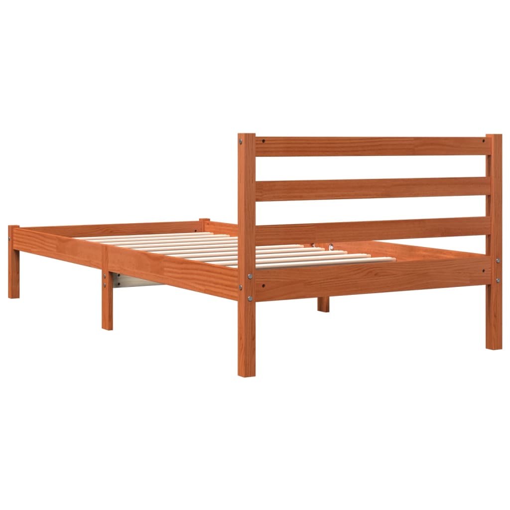 Bed Frame without Mattress Wax Brown 90x200 cm Solid Wood Pine