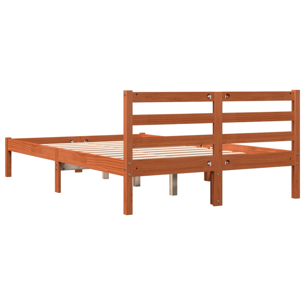 Bed Frame without Mattress Wax Brown 120x200 cm Solid Wood Pine