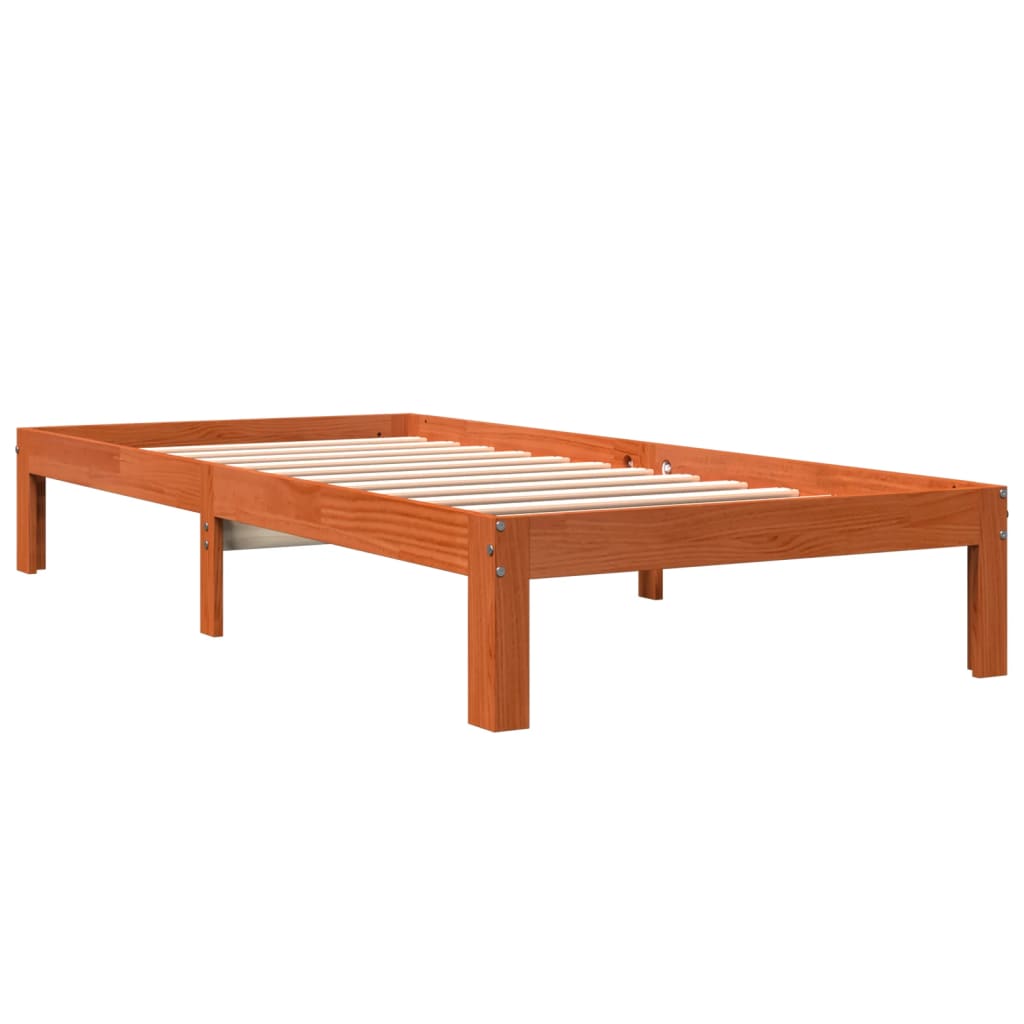 Bed Frame without Mattress Wax Brown 75x190 cm Small Single Solid Wood Pine