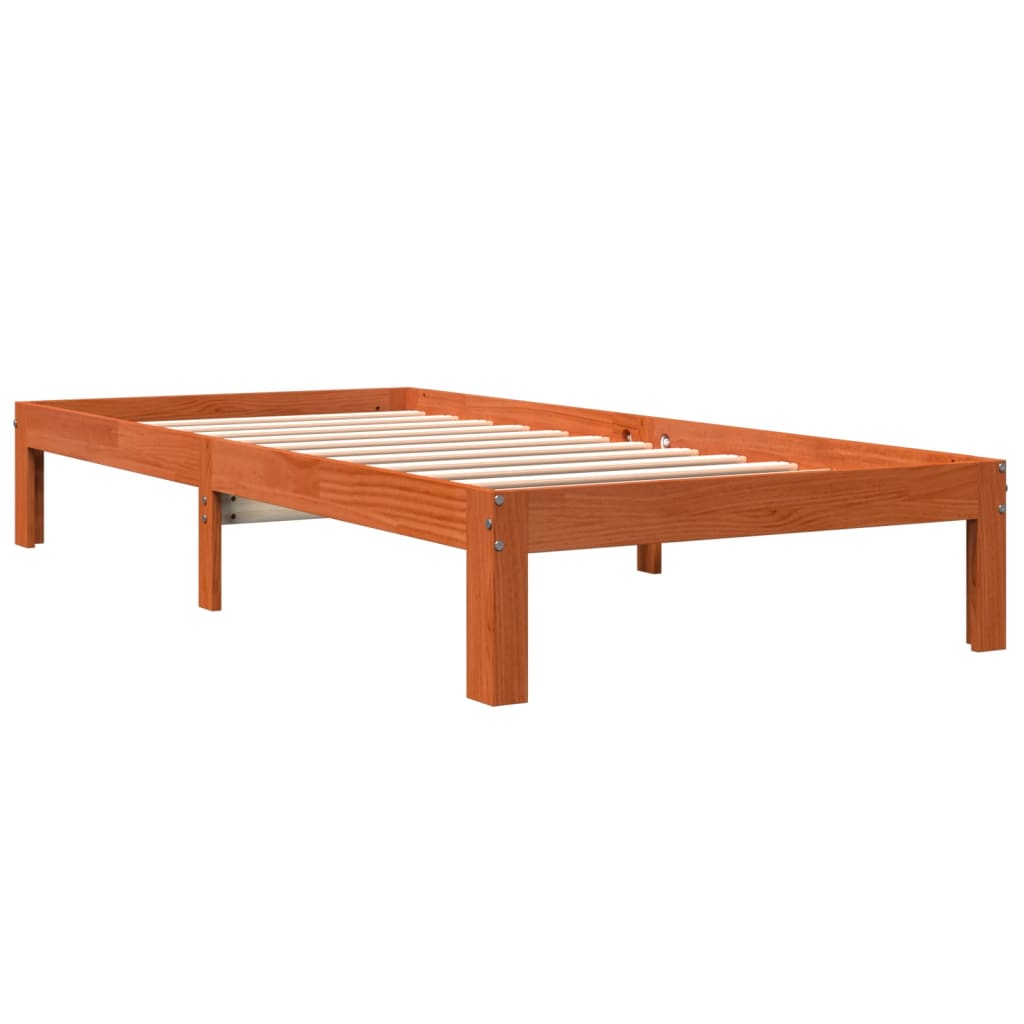 Bed Frame without Mattress Wax Brown 75x190 cm Small Single Solid Wood Pine