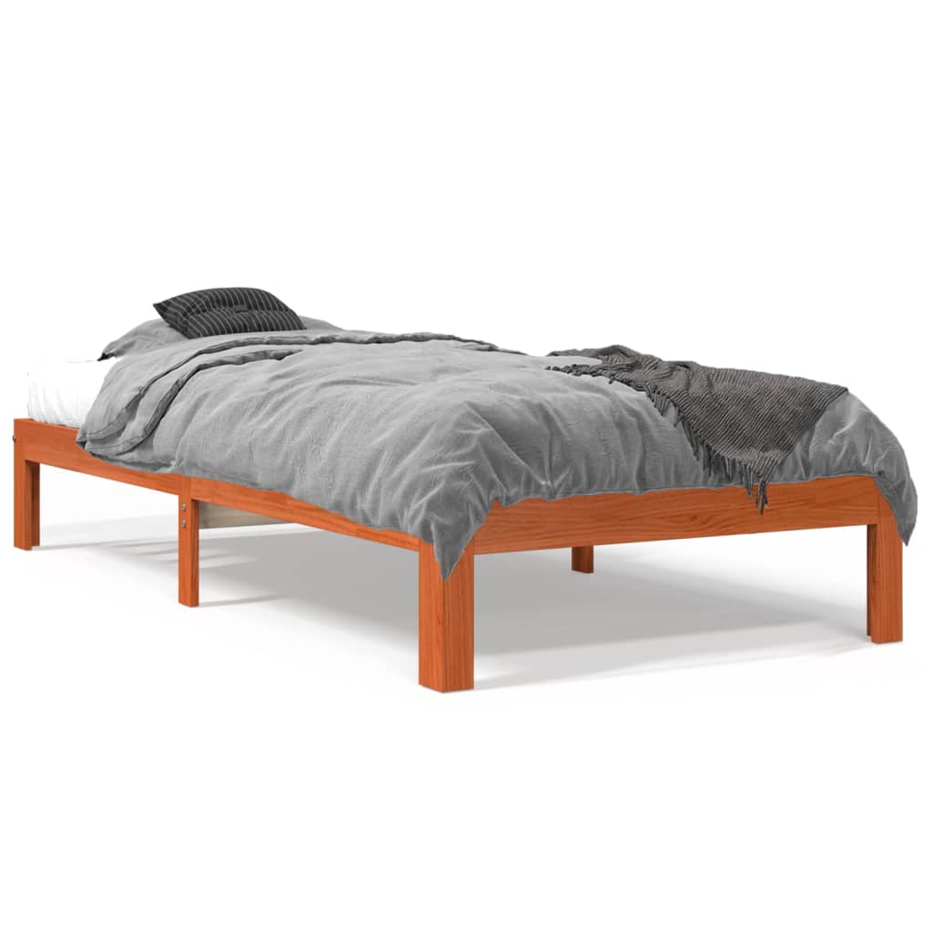 Bed Frame without Mattress Wax Brown 90x190 cm Single Solid Wood Pine