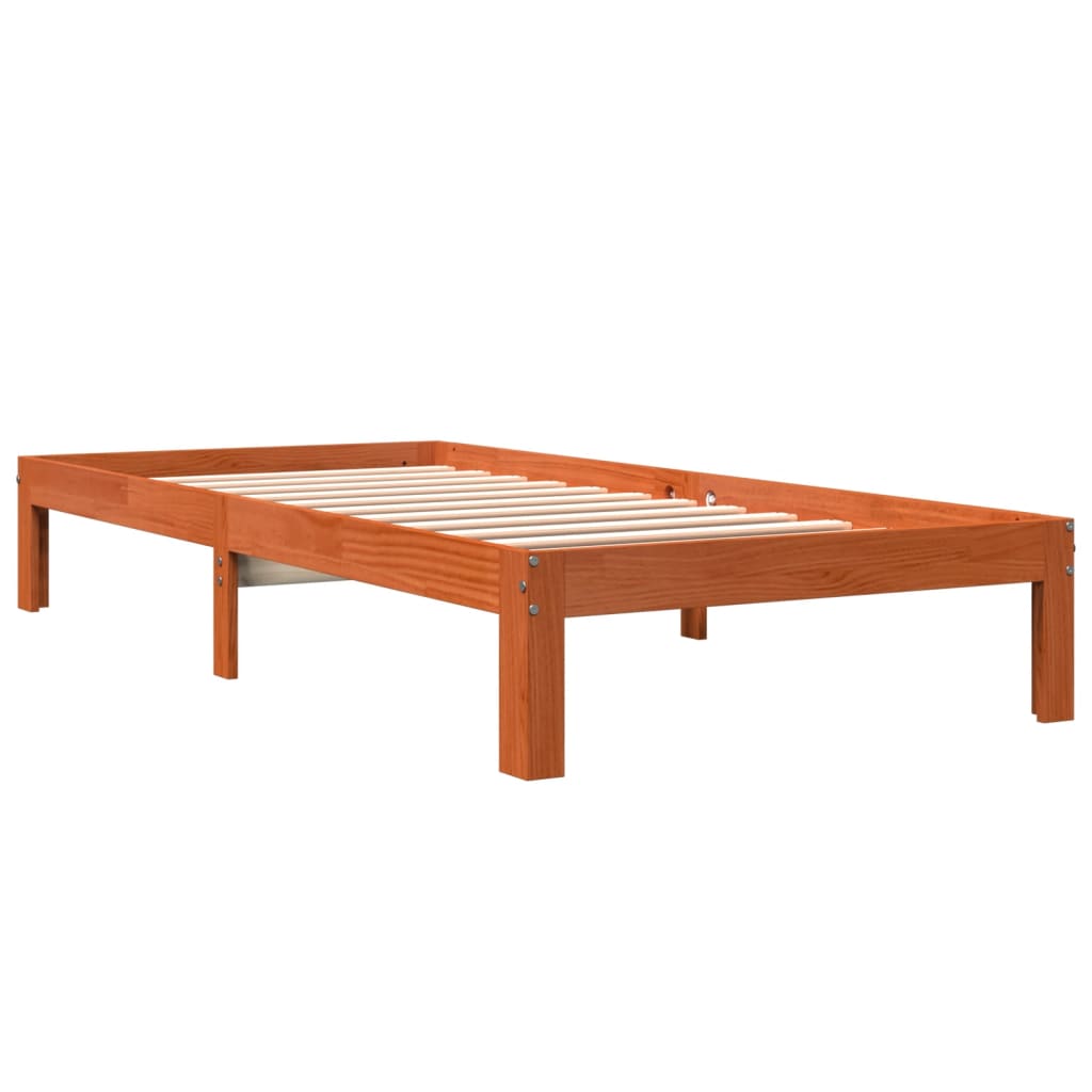 Bed Frame without Mattress Wax Brown 90x190 cm Single Solid Wood Pine