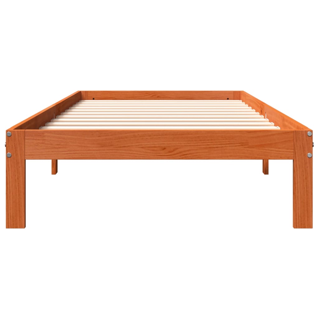 Bed Frame without Mattress Wax Brown 90x190 cm Single Solid Wood Pine