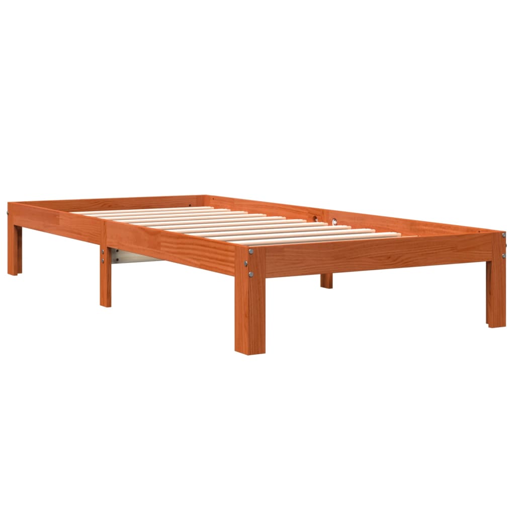 Bed Frame without Mattress Wax Brown 90x190 cm Single Solid Wood Pine