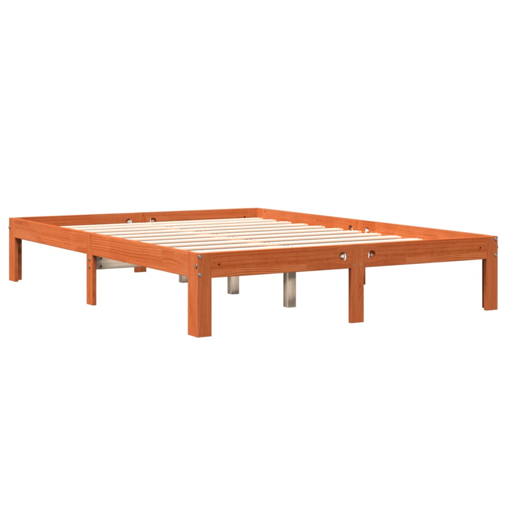 Bed Frame without Mattress Wax Brown 140x190 cm Solid Wood Pine