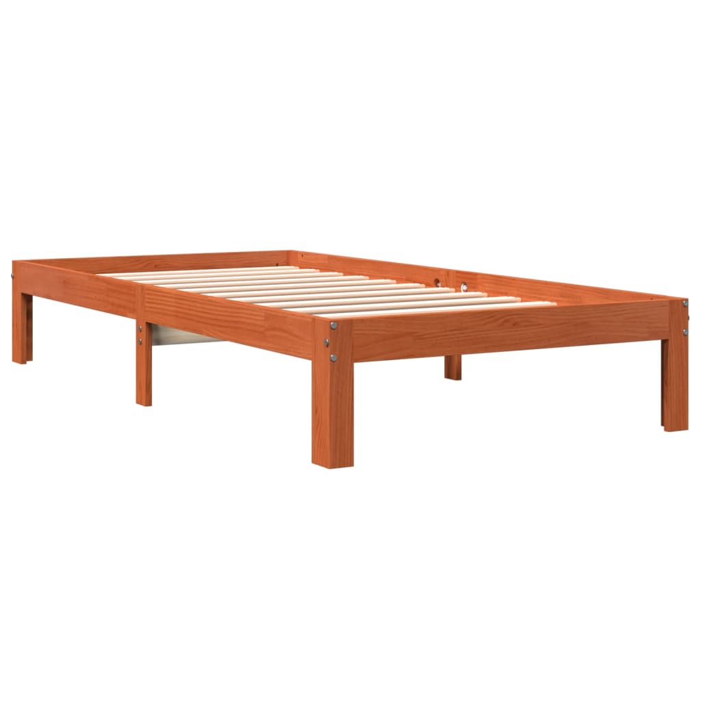 Bed Frame without Mattress Wax Brown 90x200 cm Solid Wood Pine