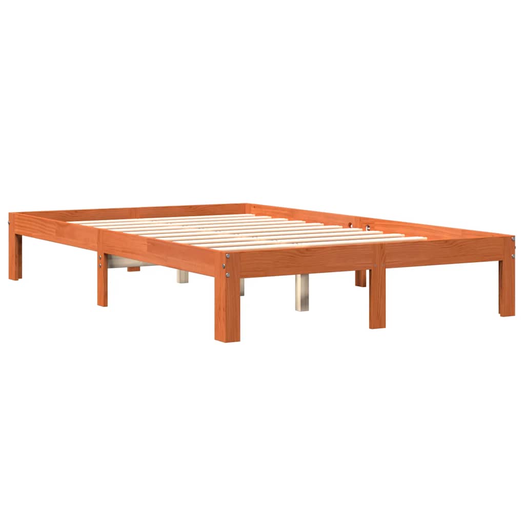 Bed Frame without Mattress Wax Brown 120x200 cm Solid Wood Pine