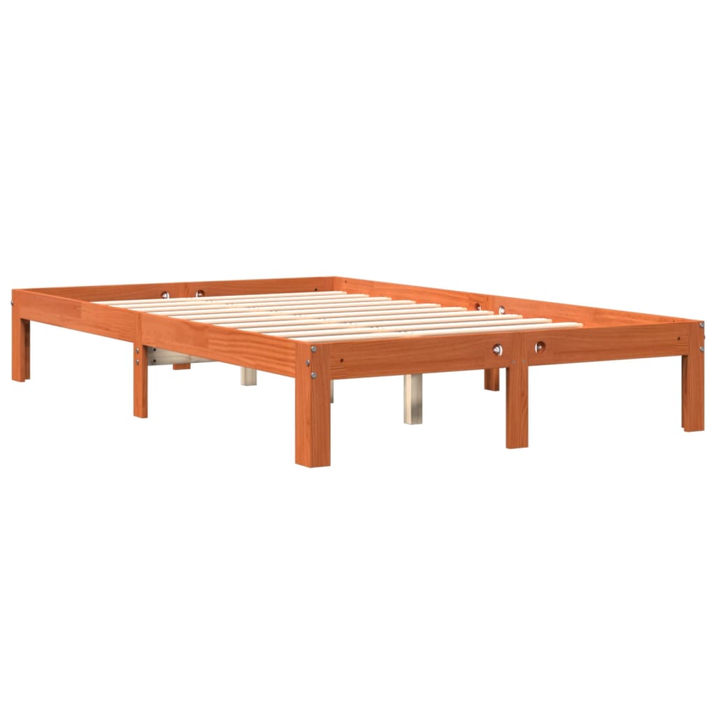 Bed Frame without Mattress Wax Brown 140x200 cm Solid Wood Pine