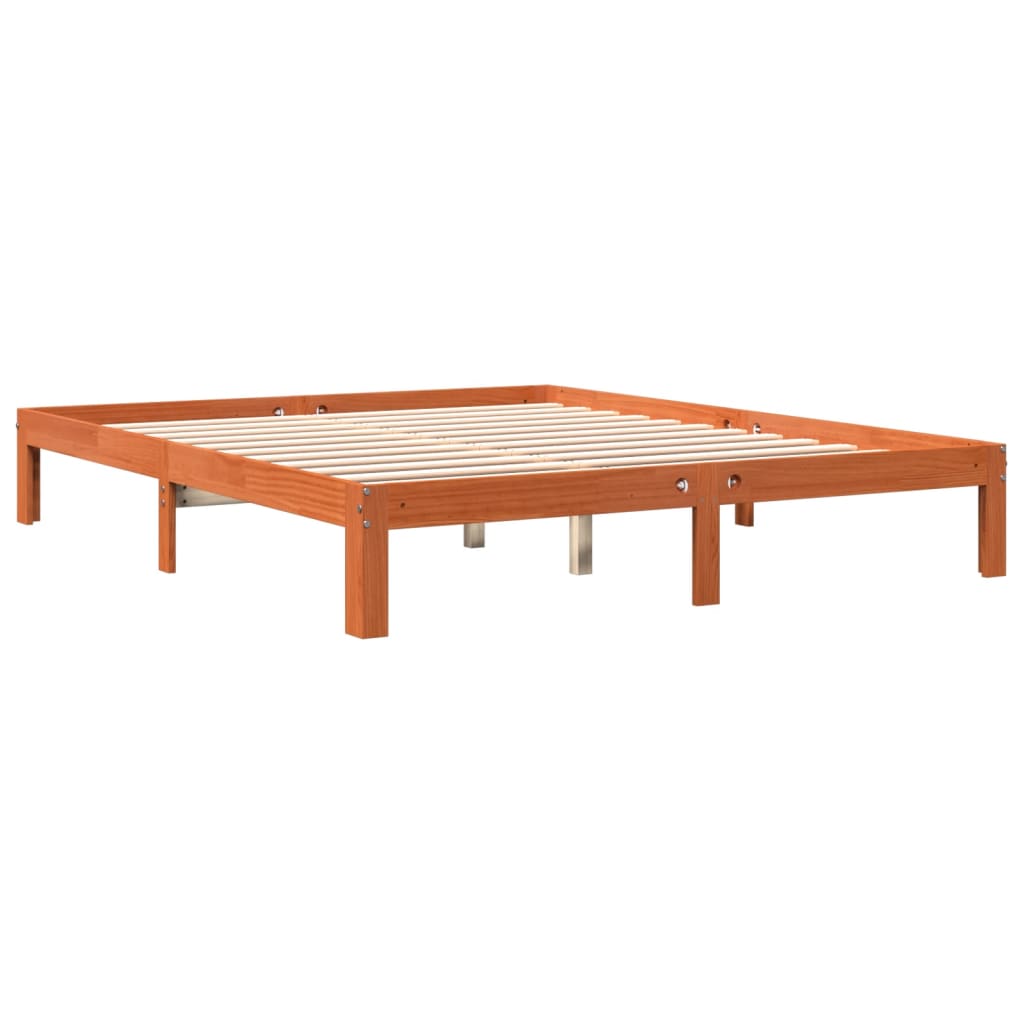 Bed Frame without Mattress Wax Brown 180x200 cm Super King Solid Wood Pine