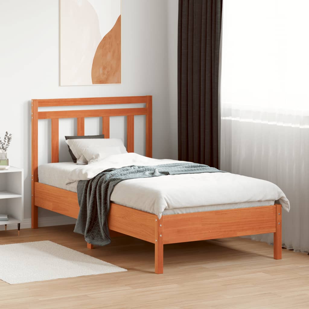 Headboard Wax Brown 100 cm Solid Wood Pine