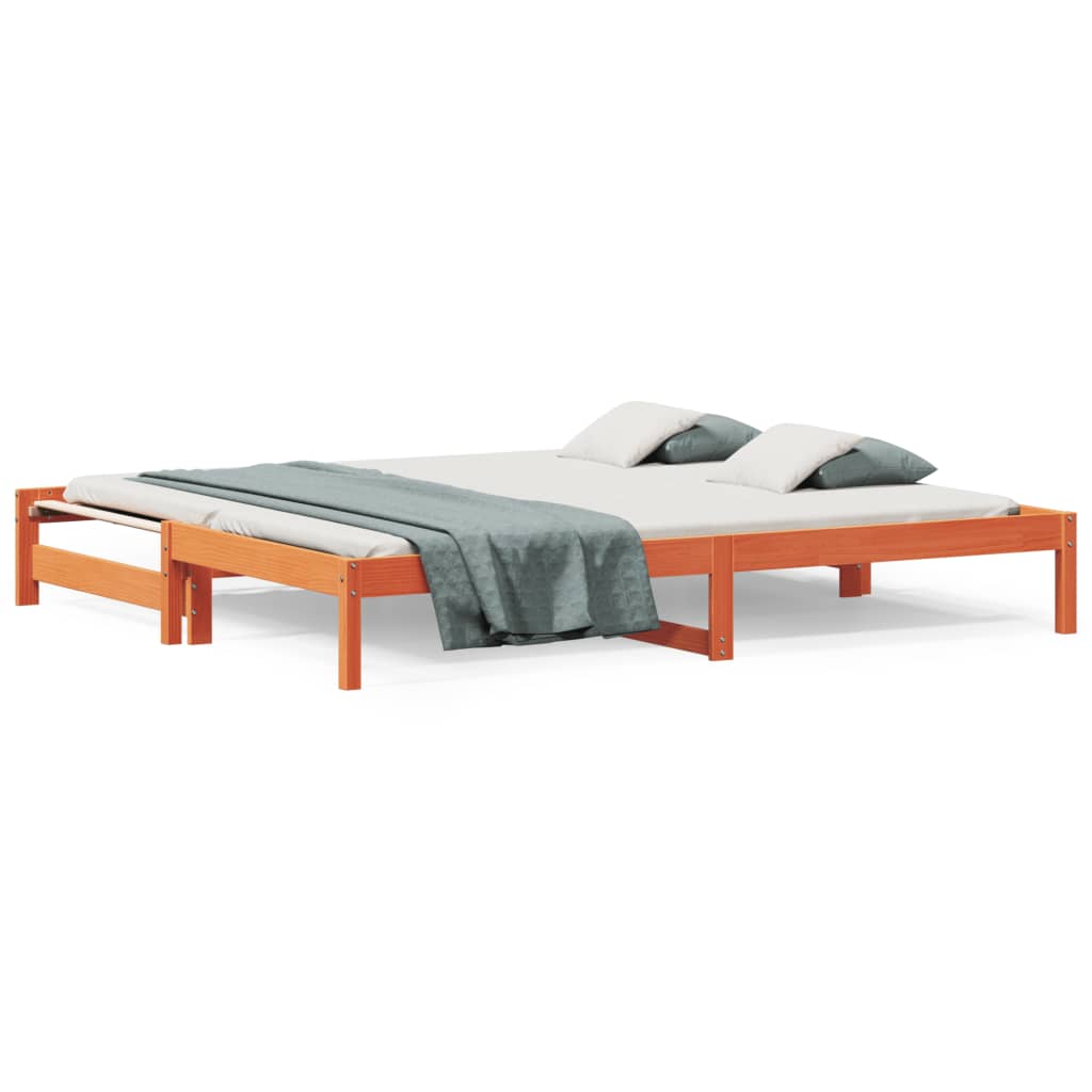 Day Bed with Trundle without Mattress Wax Brown 90x200 cm