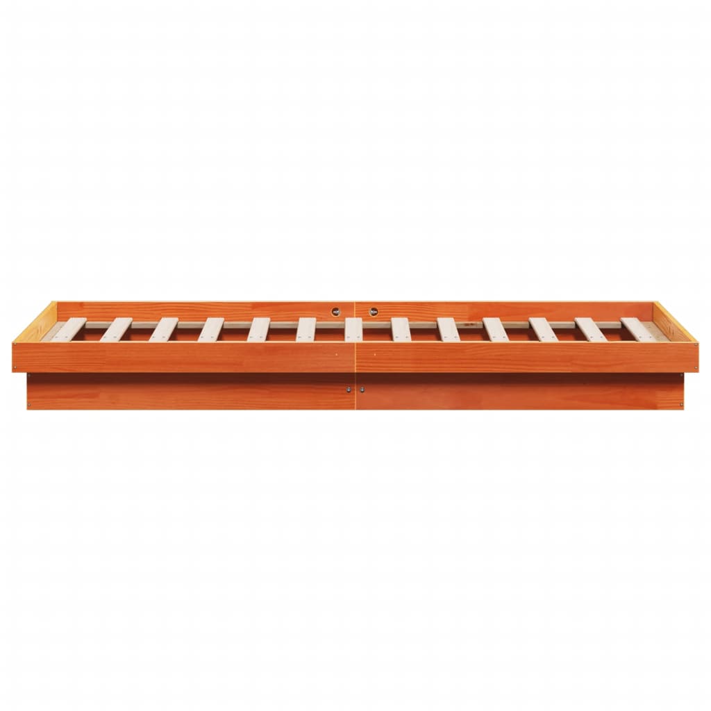 LED Bed Frame without Mattress Wax Brown 150x200 cm King Size Solid Wood