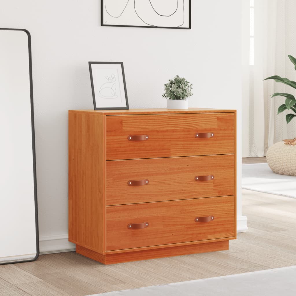 Sideboard Wax Brown 80x40x75 cm Solid Wood Pine