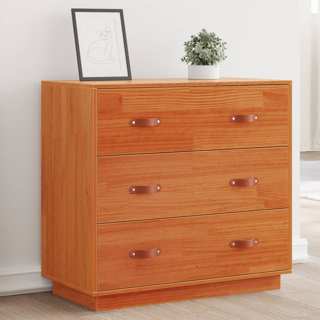 Sideboard Wax Brown 80x40x75 cm Solid Wood Pine