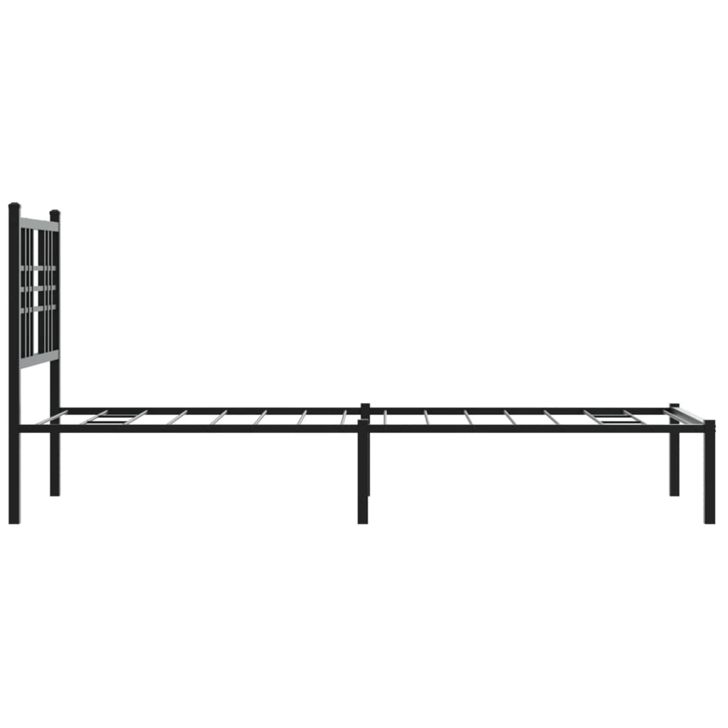 Metal Bed Frame without Mattress with Headboard Black 75x190cm