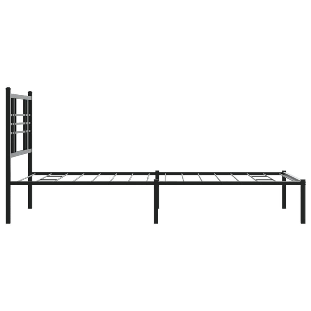 Metal Bed Frame without Mattress with Headboard Black 90x190cm