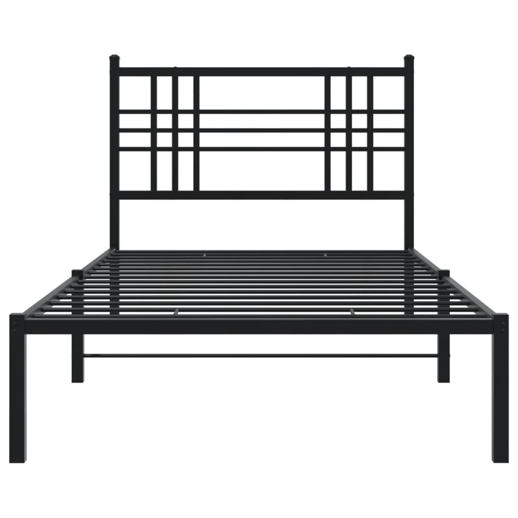 Metal Bed Frame without Mattress with Headboard Black 90x200cm