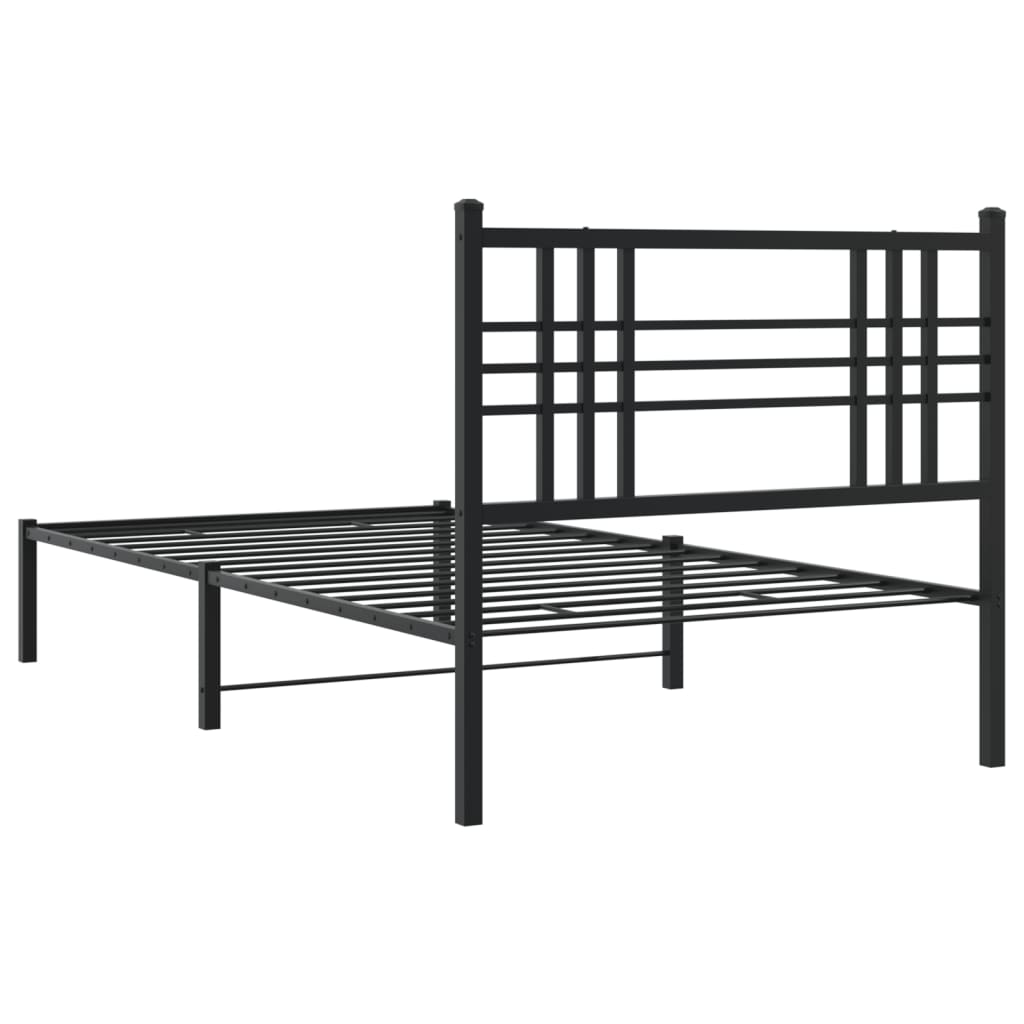 Metal Bed Frame without Mattress with Headboard Black 90x200cm