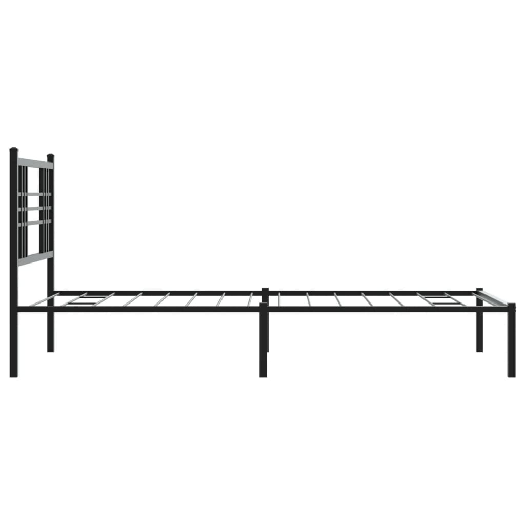 Metal Bed Frame without Mattress with Headboard Black 100x190cm