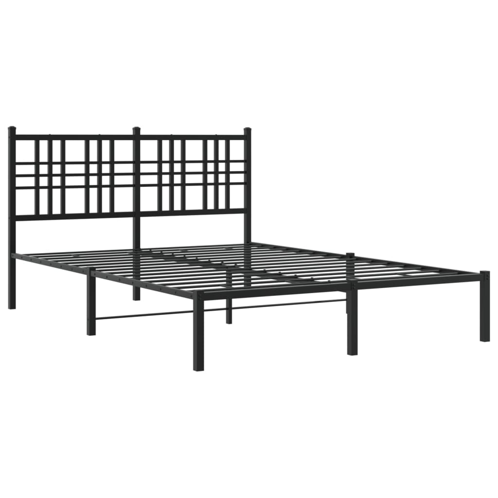 Metal Bed Frame without Mattress with Headboard Black 120x190cm
