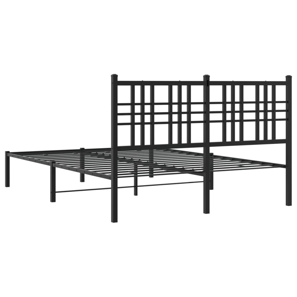 Metal Bed Frame without Mattress with Headboard Black 120x190cm