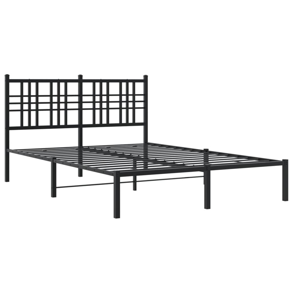 Metal Bed Frame without Mattress with Headboard Black 120x200cm