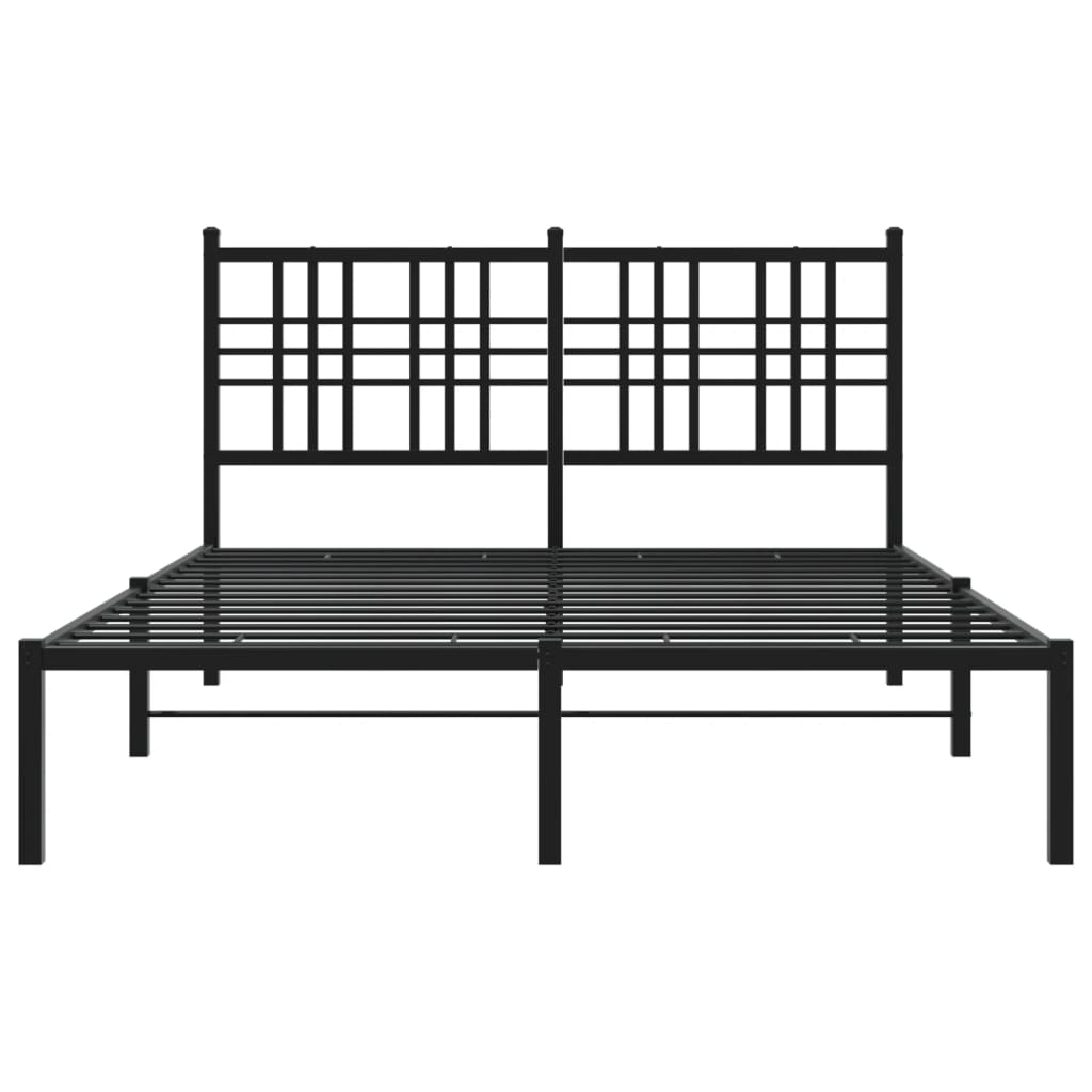 Metal Bed Frame without Mattress with Headboard Black 120x200cm