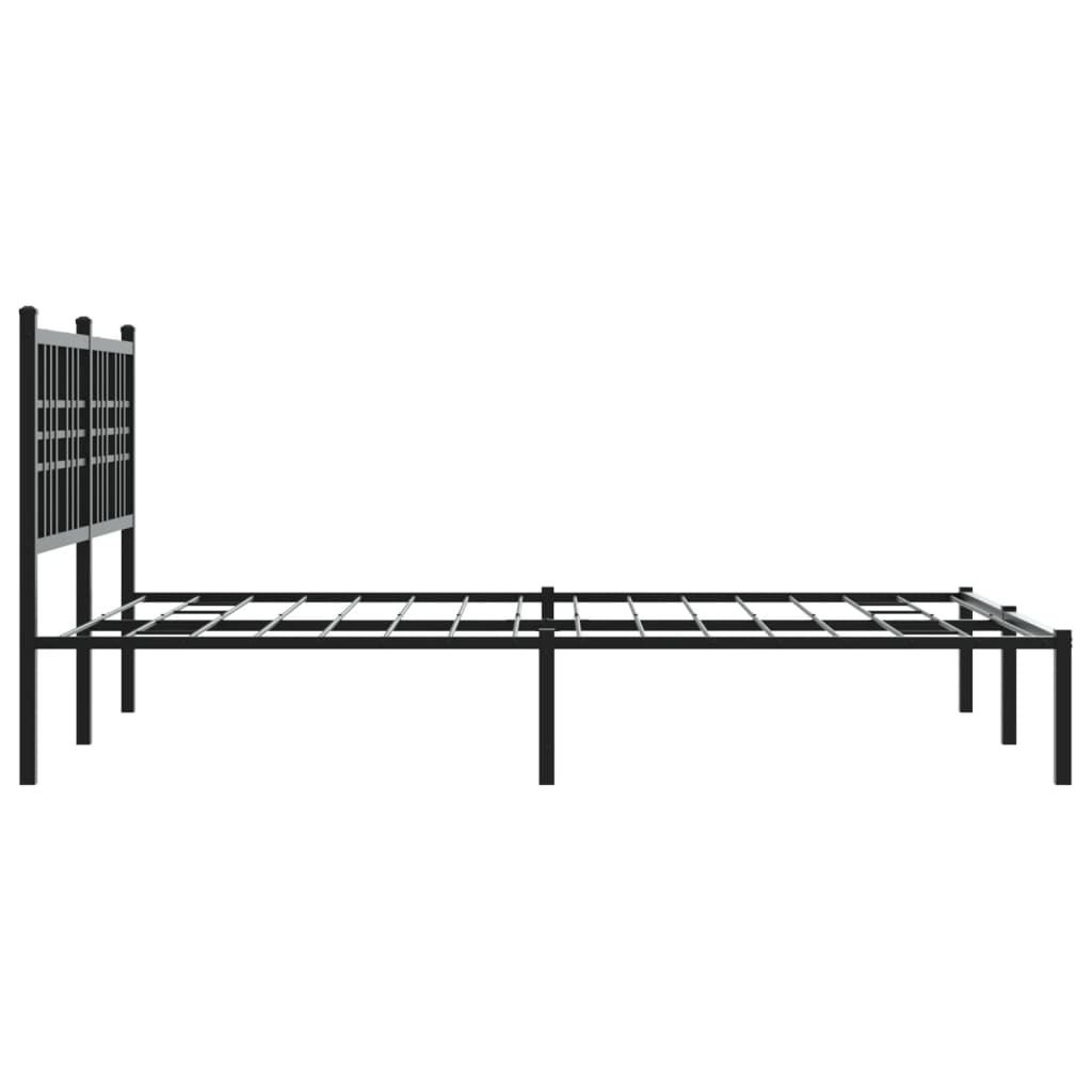 Metal Bed Frame without Mattress with Headboard Black 135x190cm