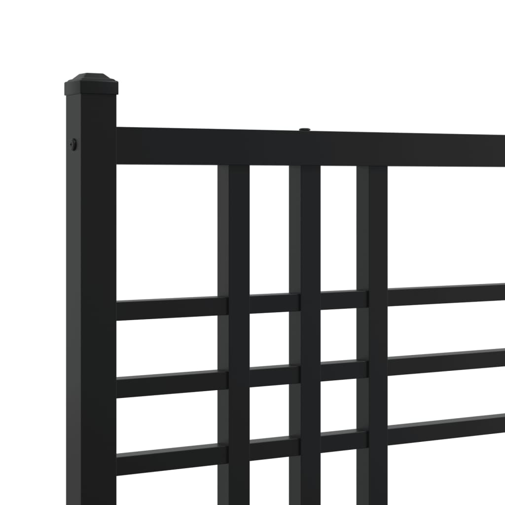 Metal Bed Frame without Mattress with Headboard Black 140x190cm
