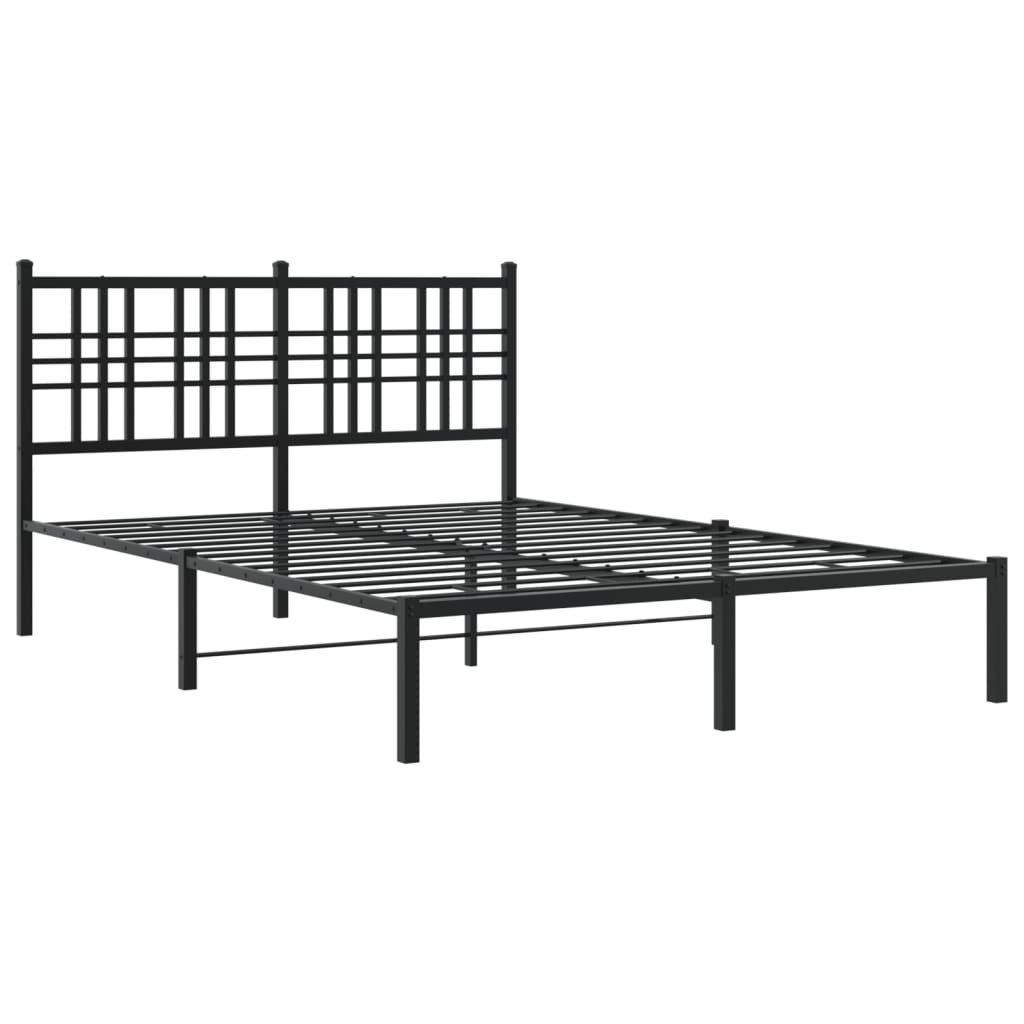 Metal Bed Frame without Mattress with Headboard Black 140x200cm