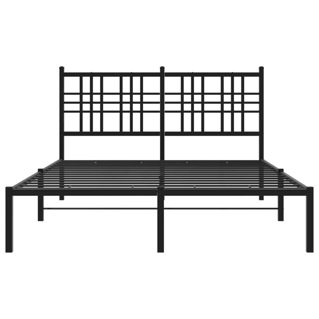 Metal Bed Frame without Mattress with Headboard Black 140x200cm