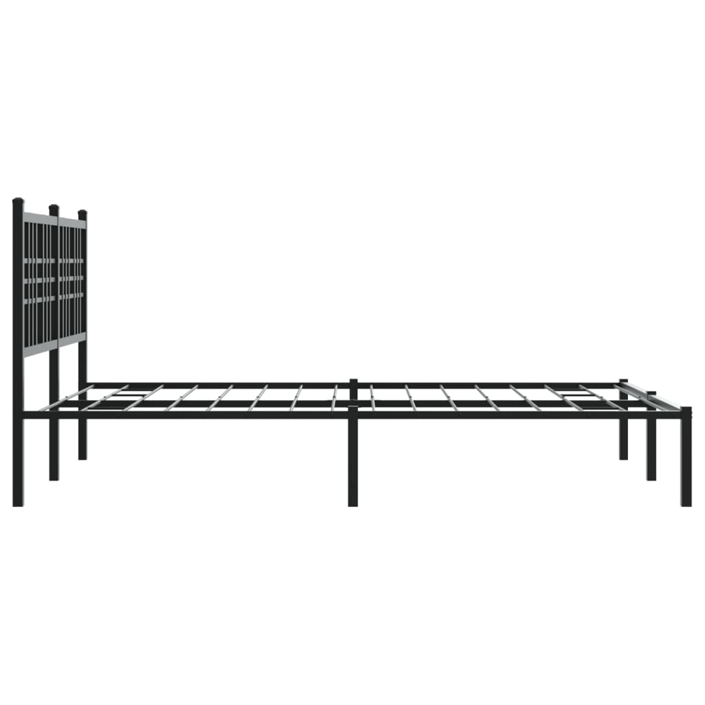 Metal Bed Frame without Mattress with Headboard Black 140x200cm