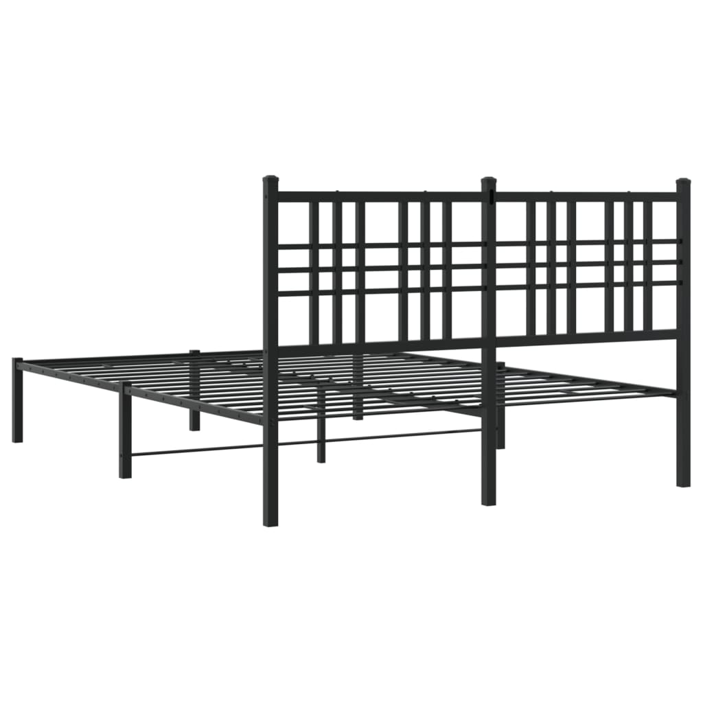 Metal Bed Frame without Mattress with Headboard Black 140x200cm