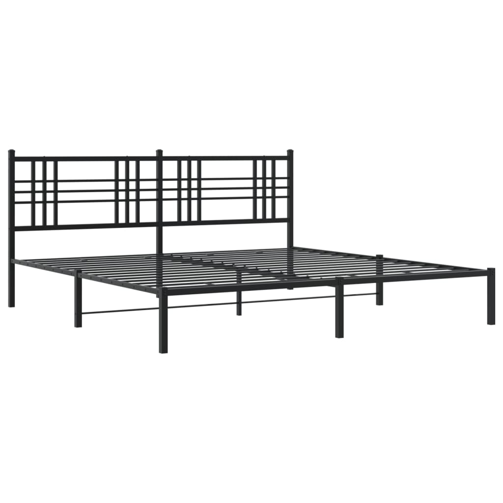 Metal Bed Frame without Mattress with Headboard Black 183x213cm