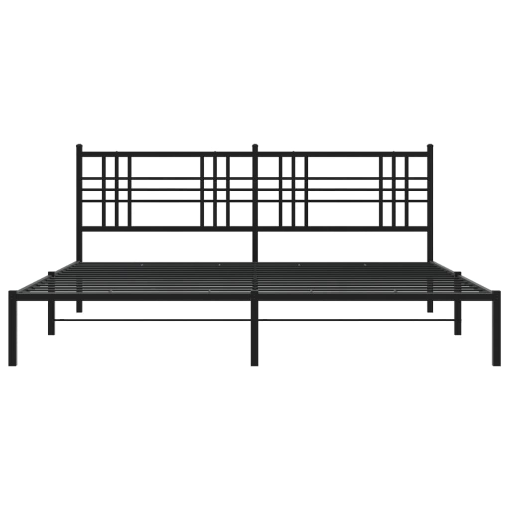 Metal Bed Frame without Mattress with Headboard Black 183x213cm