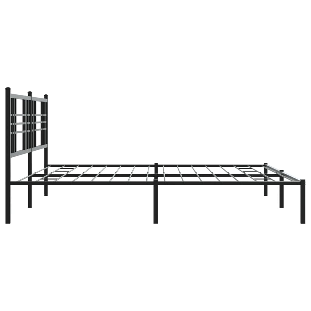 Metal Bed Frame without Mattress with Headboard Black 183x213cm